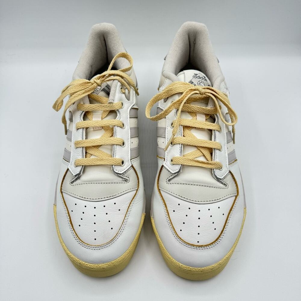 Adidas Rivalry Low 86 Core White Grey Leather Lace-Up Sneakers Men’s Size 10.5 - Picture 3 of 9
